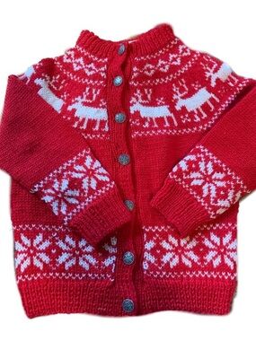 Handmade fair isle reindeer Norwegian sweater by Norsk Handstrikk.